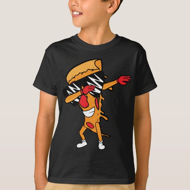 Camiseta Pizza Engraçada Dabbing Pepperoni Pizza Dancing (Frente)