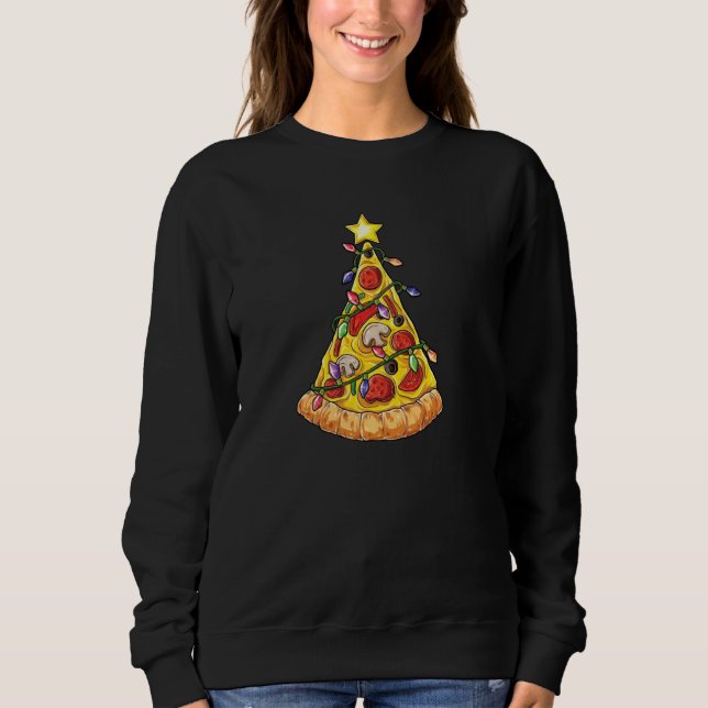 Camiseta Pizza Engraçada Fatia Árvore de Natal Pizza Clara (Frente)