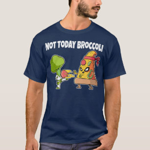 Camiseta Pizza Engraçada Kawaii Karate Lutando Broccoli Eng