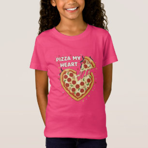 Camiseta Pizza Engraçada Meu Coração Pun   Comida Romântica
