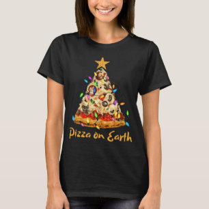 Camiseta Pizza Engraçada na Terra Fatia Árvore de Natal com