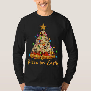 Camiseta Pizza Engraçada na Terra Fatia Árvore de Natal com