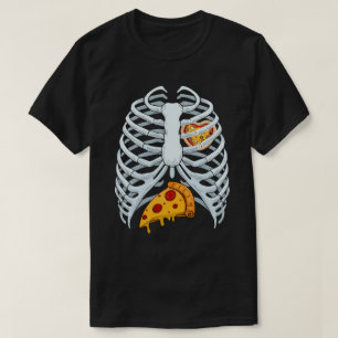 Camiseta Pizza Engraçada Skeleton Rib Cage Halloween Costum