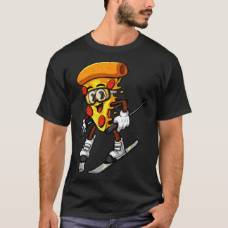 Camiseta Pizza engraçada ski torta queijosa foodie esqui in