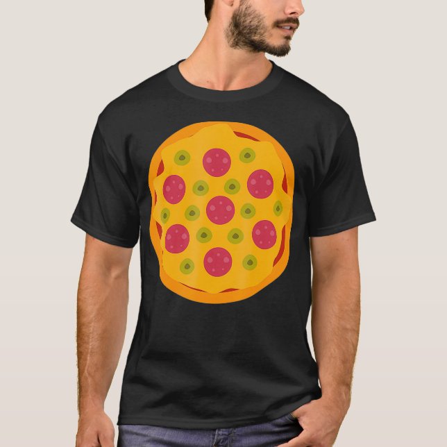 Camiseta Pizza Fácil Pizza E Cara De Entrega Halloween (Frente)