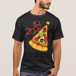 Camiseta Pizza Feliz Crustmas Gato de Natal 