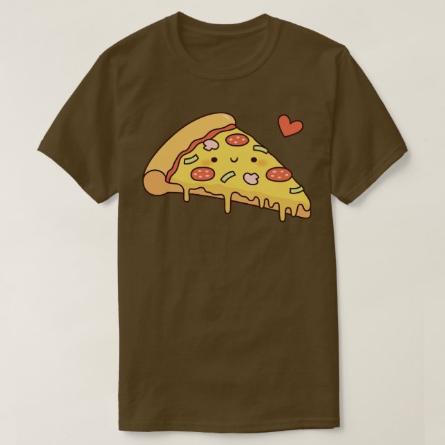Camiseta Pizza Fofa Doodle Amor (Frente do Design)