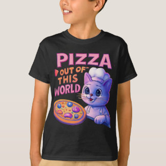 Camiseta Pizza: Fora deste mundo | Gato de Chef de Espaço