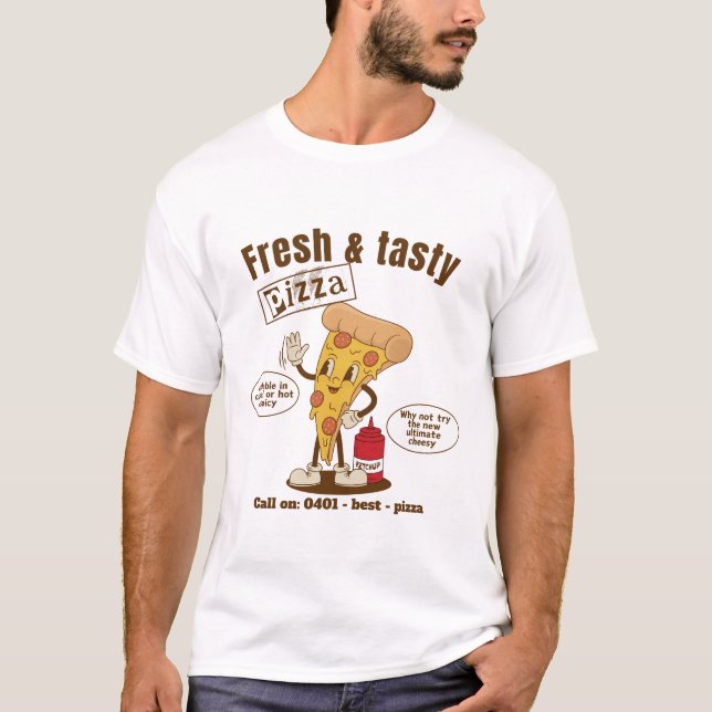 Camiseta Pizza fresca e saborosa (Frente)