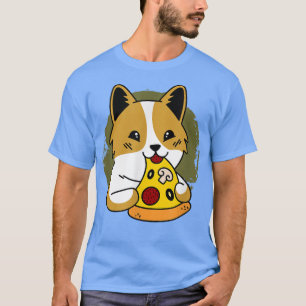 Camiseta Pizza Gráfica Cute Pug Pizza Lover Comendo Comida