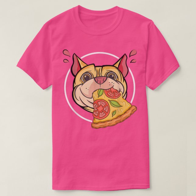 Camiseta Pizza Gráfica Cute Pug Pizza Lover Comendo Comida  (Frente do Design)