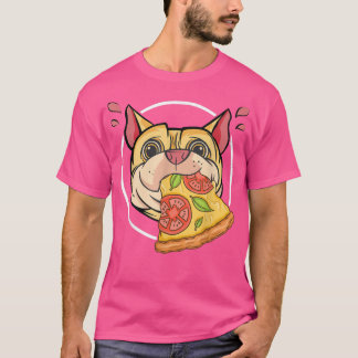 Camiseta Pizza Gráfica Cute Pug Pizza Lover Comendo Comida