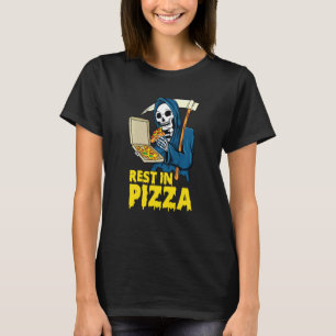 Camiseta Pizza Grim Reaper Encantado Em Pizza Halloween