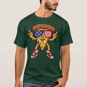 Camiseta Pizza Havaiana legal Bandeira Americana Óculos de
