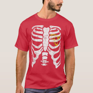 Camiseta Pizza Heart In Xray Ribcage Skeleton