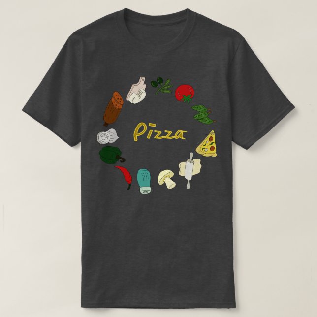 Camiseta Pizza Ingredientes 2 (Frente do Design)