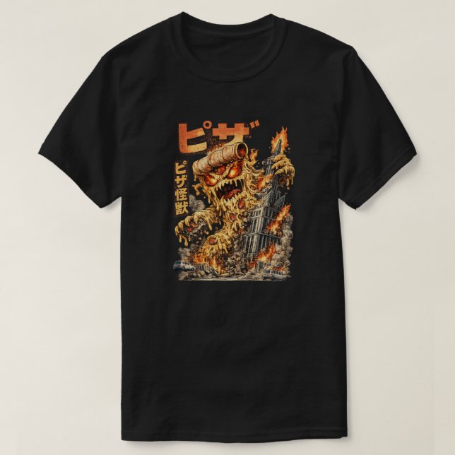Camiseta Pizza Kaiju – The Cheesy Destruction (Frente do Design)