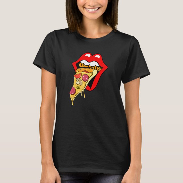 Camiseta Pizza Lábios Vermelhos Fast Food (Frente)