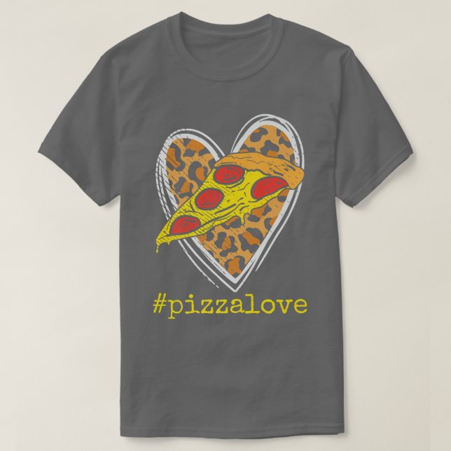 Camiseta Pizza Love Comendo Pizza Leopard Impressão (Frente do Design)