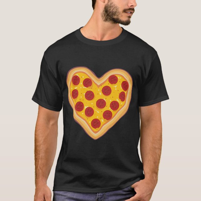 Camiseta Pizza Love Heart Pepperoni Slice for Pizza Lovers (Frente)