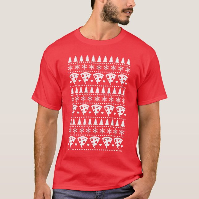 Camiseta Pizza Lover Ugly Christmas Sweater Impressão (Frente)