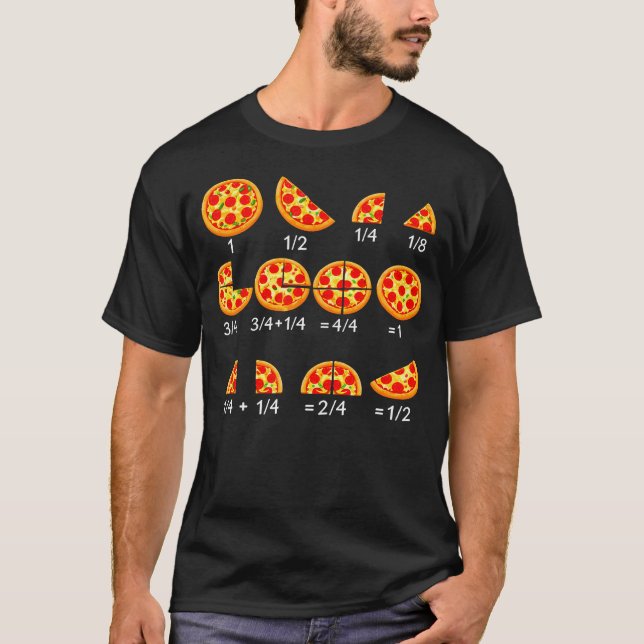 Camiseta Pizza Matemática Fração De Volta à Escola Professo (Frente)