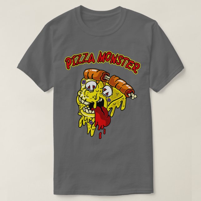 Camiseta Pizza Monster Engraçado Presente na Pizza Pizza (Frente do Design)