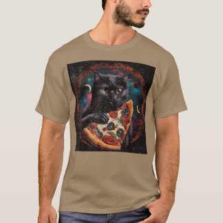 Camiseta Pizza Negra De Gato