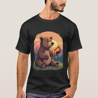 Camiseta Pizza para Comer Urso Adorável