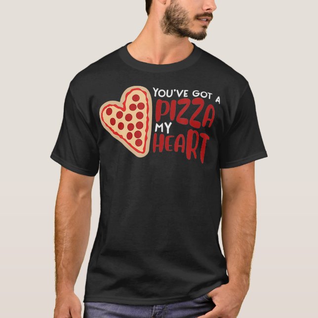 Camiseta Pizza Pie Heart Shapny Engraçado Comida Pun Piada  (Frente)