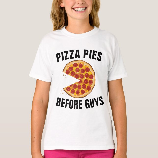 CAMISETA PIZZA PIES ANTES QUE O CARA ENGRAÇA GAROTAS T-SHIR (Frente)