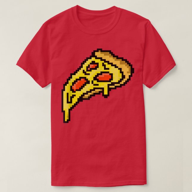 Camiseta Pizza Pixel 8 Bitmap Pixelated Computer Graphic 22 (Frente do Design)