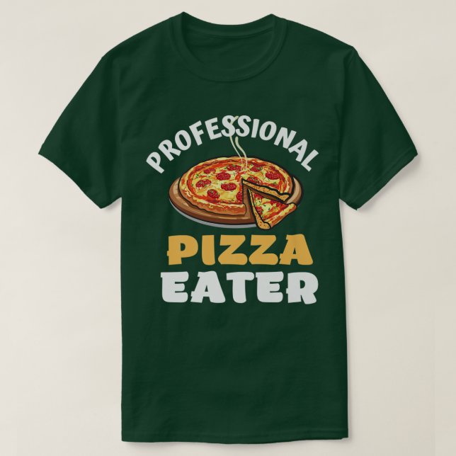 Camiseta Pizza Profissional Comendo pizza com itens de pizz (Frente do Design)