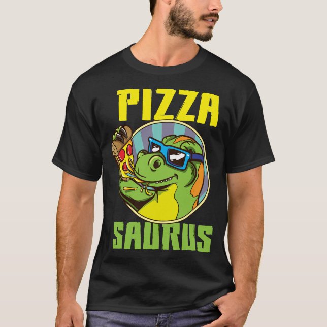 Camiseta Pizza Saurus T-Rex Dinossaur Comendo Pizza Pizzasa (Frente)