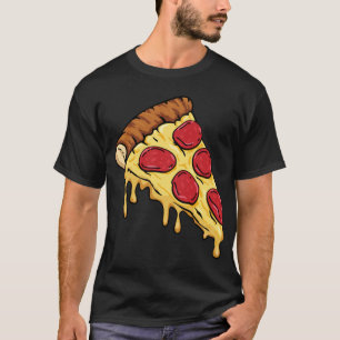 Camiseta Pizza Slice com Pepperoni e Queijo Cartoon Illu