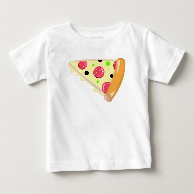 Camiseta Pizza Slice Dia de os pais Baby White T Shirt (Frente)