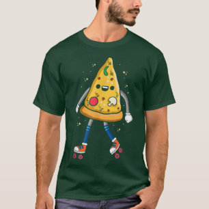Camiseta Pizza Slice em Rollerskates, Roller Skating Retro 