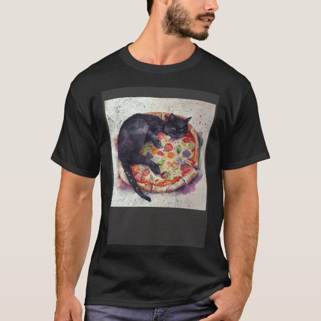 Camiseta Pizza Sono Gato Preto (Frente)