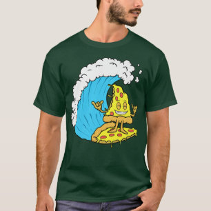 Camiseta Pizza surfando Queijo Fatiado Surfista Onda Onda d