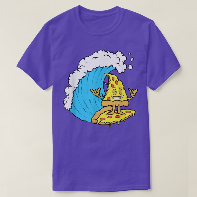 Camiseta Pizza Surfing Cheese Slice Surfer Wave Riding Funn (Frente do Design)