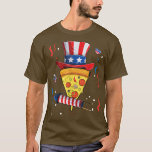 Camiseta Pizza Us Flag Hat 4 De Julho Firecracker Kid Comid