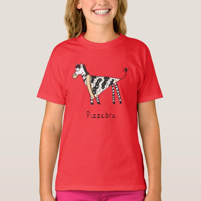 Camiseta Pizza Zebra Cute Kids Cartoon (Frente)