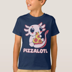 Camiseta PIZZALOTL anfíbio axolónico fofo comia pizzaria