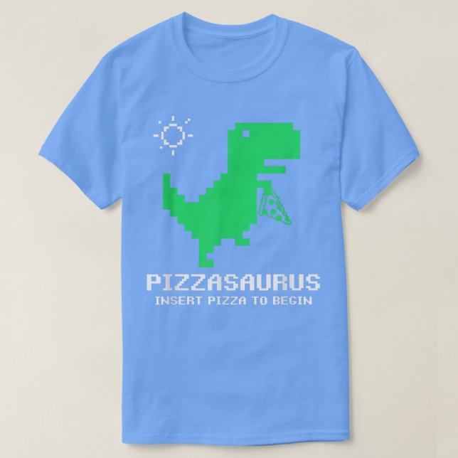 Camiseta Pizzasaurus Pizza Amantes Retro Arcade Vídeo Jogo  (Frente do Design)