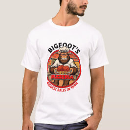 Camiseta Pizzeria do Pé Grande Bolas Mais Grandes da Cidade