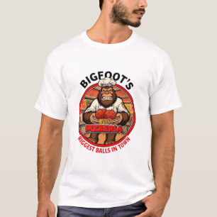 Camiseta Pizzeria do Pé Grande Bolas Mais Grandes da Cidade