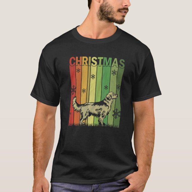 Camiseta Pj De Natal Combinando Cão Retriever Dourado Retro (Frente)