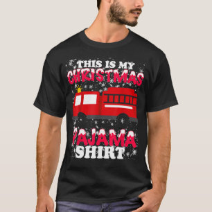 Camiseta Pjama de Natal do Bombeiro - Fogueiro Engraçado F