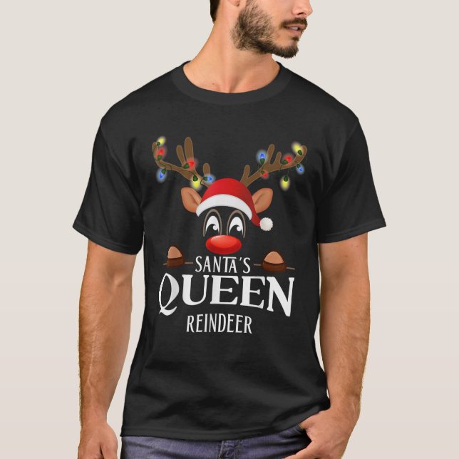 Camiseta PJs engraçados combinando Rena da Rainha de Natal (Frente)