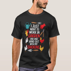 Camiseta Pla Funny Gardening Amante de Galinhas Jardim Jard